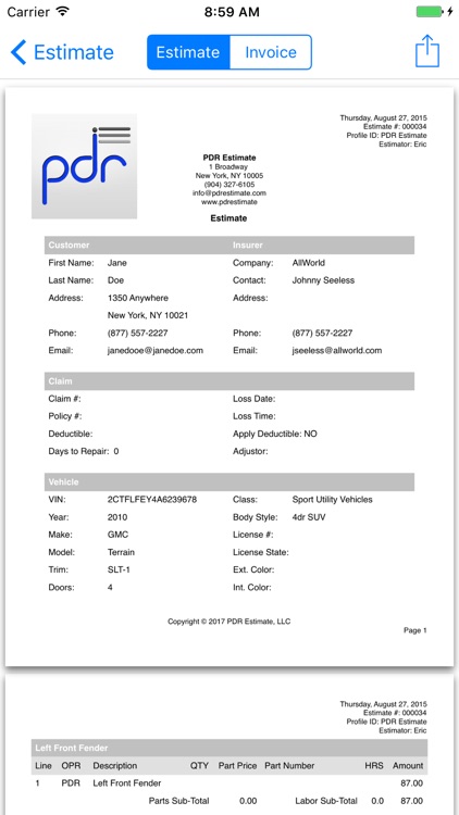 PDR Estimate