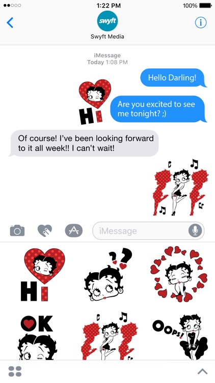 Betty Boop: Noir Stickers and Emoji