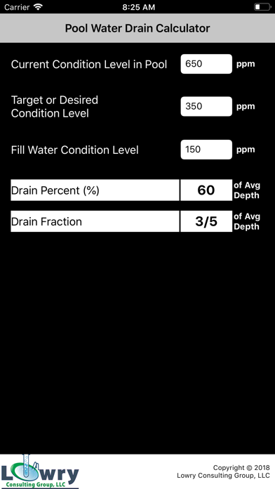 Pool Drain Percent Calculator screenshot 3
