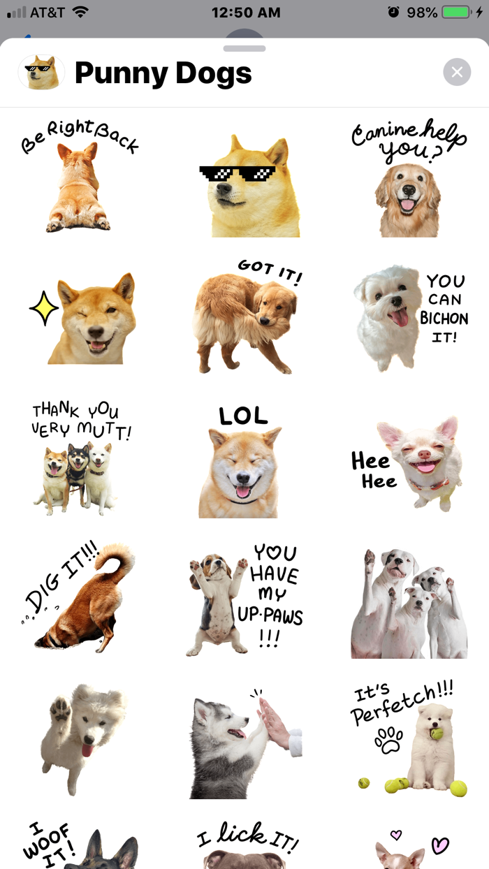 Punny Dogs Animated Stickers
