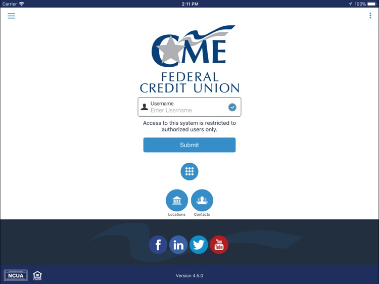 CME FCU App for iPad