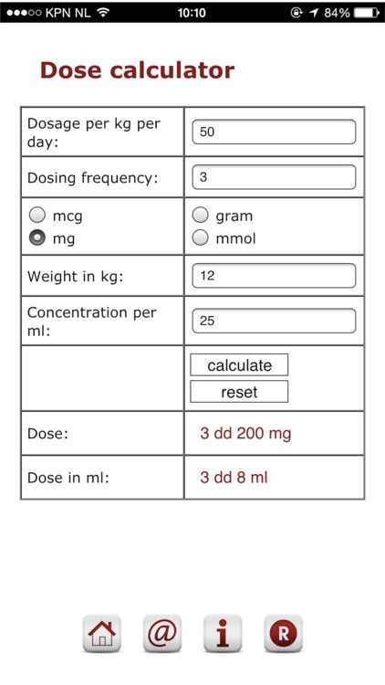 Pediatric dosage calculator