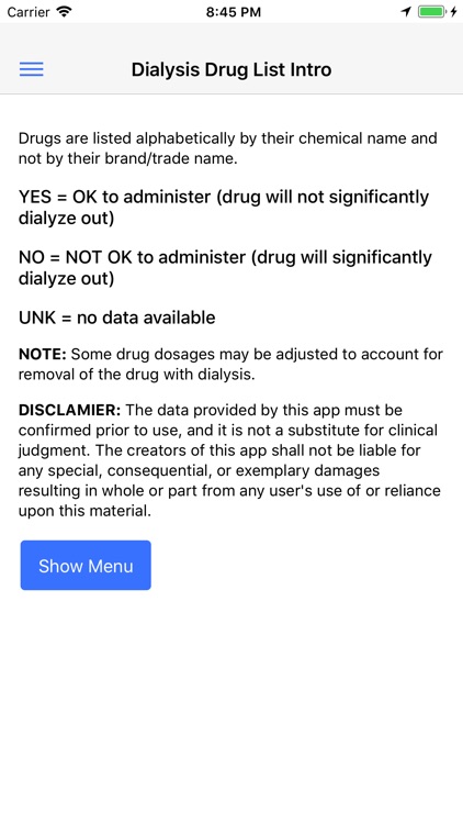 Dialysis Drug List