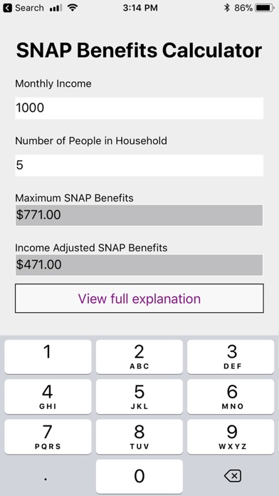 SNAP Benefits Calculator screenshot 2