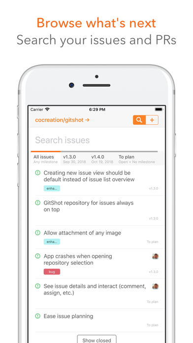 GitShot - GitHub Issues client screenshot 2