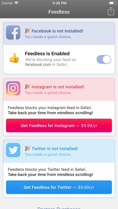 Feedless — Newsfeed Blocker screenshot 2