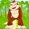 Wild gorilla is running though jungle to get banana treasure from running monkey