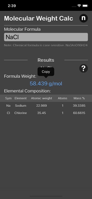 Molecular Weight Calculator(圖3)-速報App