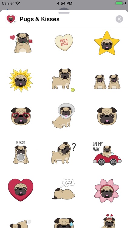 Pug Love Animated Dog Stickers