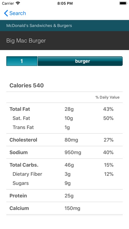 CalorieKing Food Search