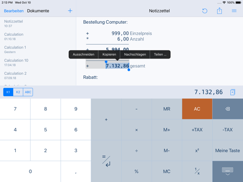 CalcTape Paper Tape Calculator screenshot 3