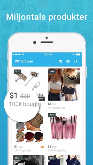 Wish roligare shopping i app store