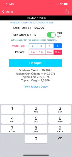 Kredi Taksit Hesapla Pro(圖3)-速報App