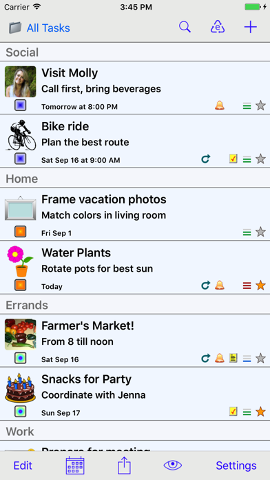 Screenshots of Errands To-Do List for iPhone
