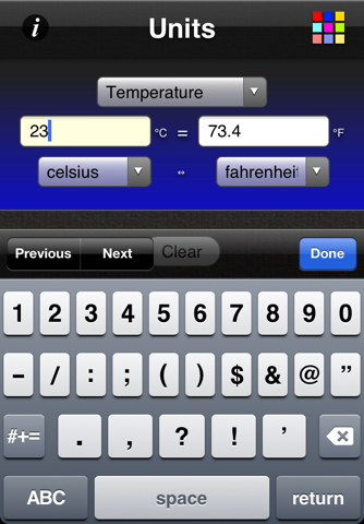 Units App - náhled