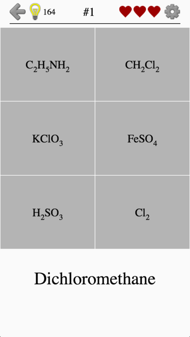 Chemical Substances: Chem-Quiz Screenshots