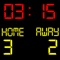 The app has been styles to replicate a typical ice hockey scoreboard, which displays information about the time, periods, goals and penalties