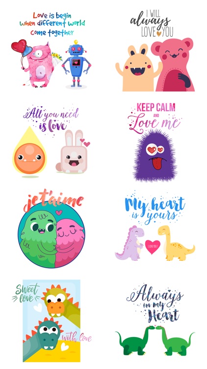 Love Quotes with Monster,Robot,Dinosaur Characters screenshot-4