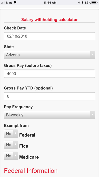 Salary Withholding Calculator screenshot 2