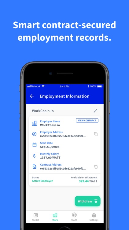 WorkChain.io Wallet: ETH ERC2