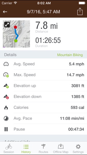 Runtastic Mountain Bike PRO Screenshot