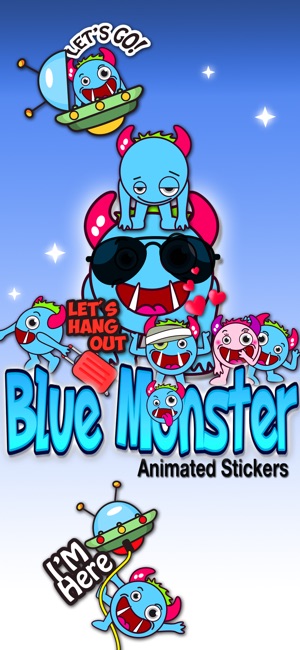 Blue Monster Animated Stickers