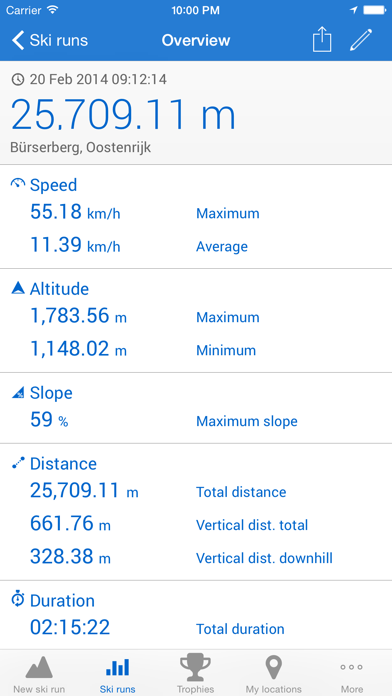 Ski run - ski/snowboard GPS tracker Screenshot 2