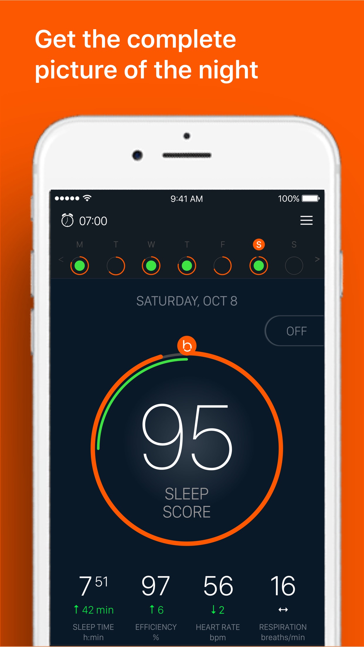 Screenshot do app Beddit (for Model 3.0)