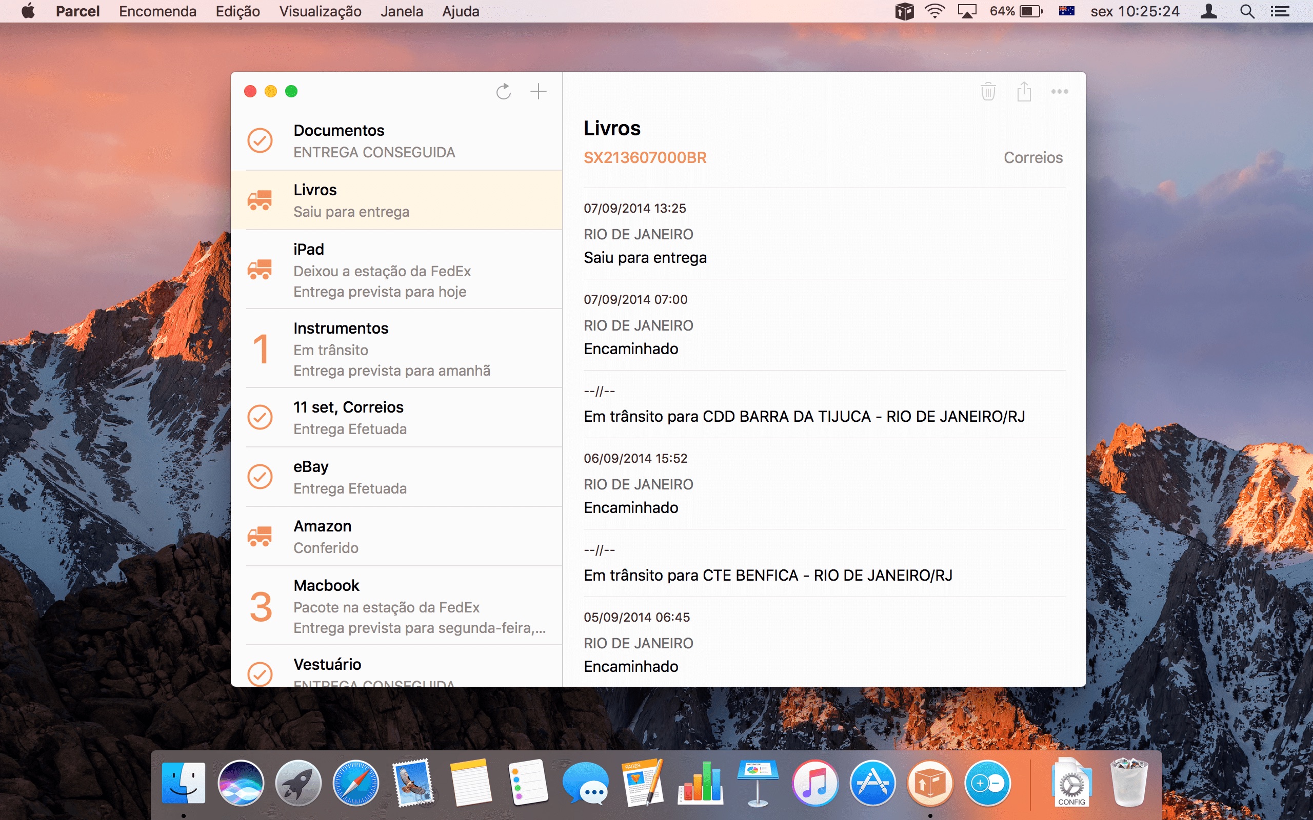 Screenshot do app Parcel