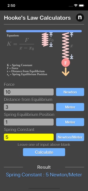 Hooke Law Calculator