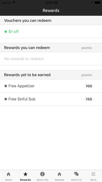 Sinful Subs Rewards