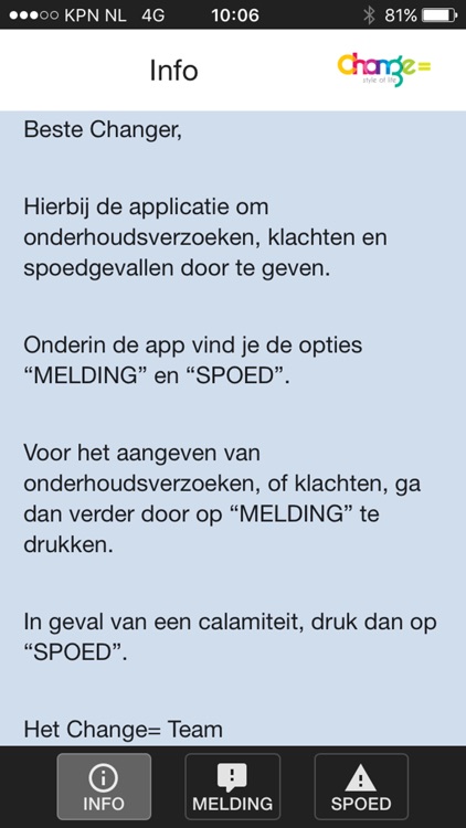 Change = Melding App