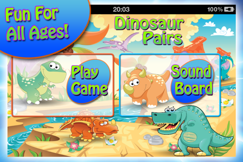 Dinosaur Pairs Card Match Game screenshot 2