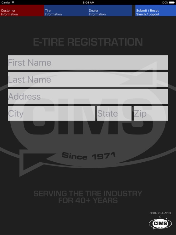 CIMS E-Tire Registration