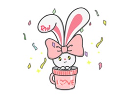 Lovely Bunny in A Cup Sticker