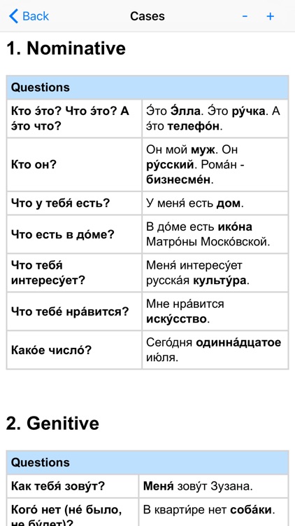 Russian Noun Declension Chart