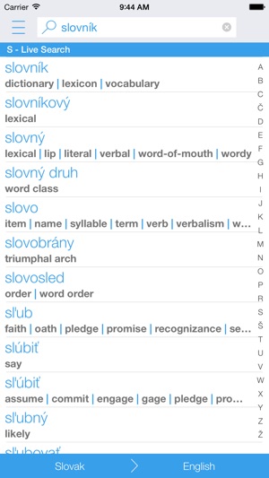 Dictionary Slovak English