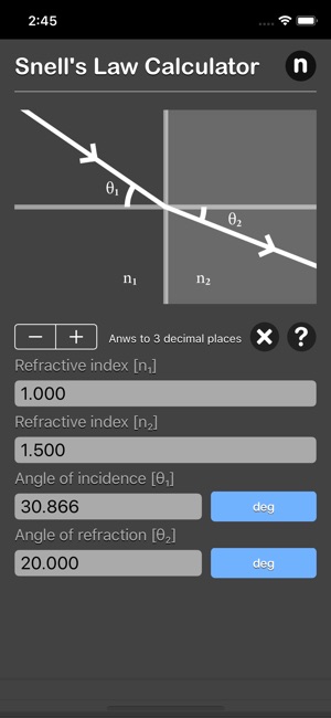 Snell Law Calculator(圖3)-速報App