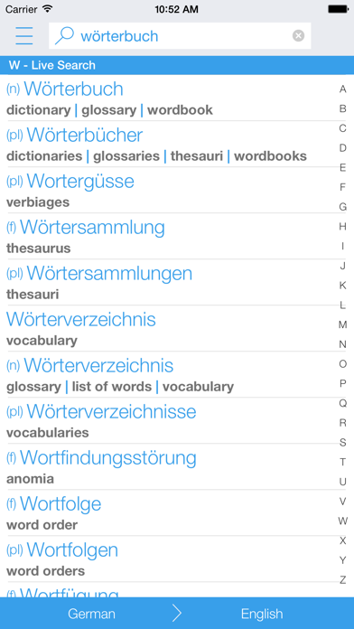German English Dictionary and Translator (Das Deutsch-Englische Wörterbuch) Screenshot 1