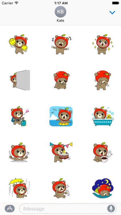 Cute Apple Bear Sticker