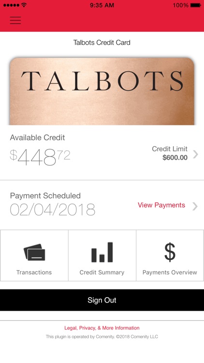 Talbots Credit Card App