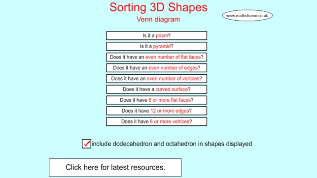 Sorting 3D Shapes Venn Diagram