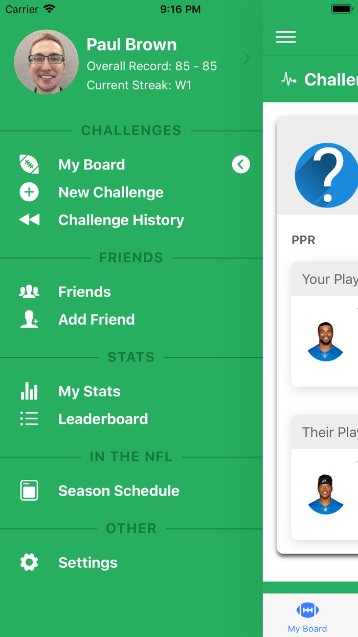 The Board 1v1 Fantasy Football
