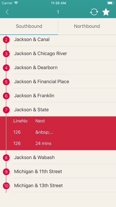 Chicago Bus Tracker screenshot 2