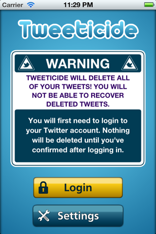 Tweeticide - Delete All Tweets - náhled