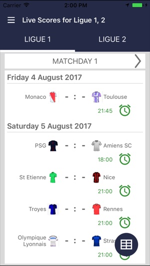 Live Scores For Ligue 1 2 France 2017 2018 App On The App Store