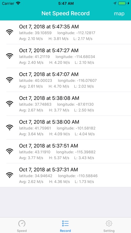 NetTool-Net speed tests on map