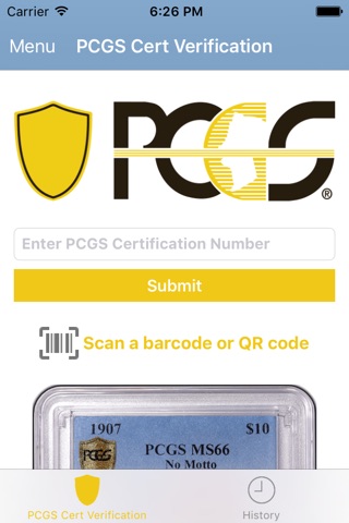 PCGS Cert Verification screenshot 2