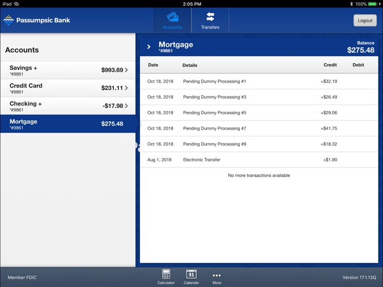 PassumpsicBank Mobile for iPad