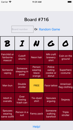 Minnesota State Fair Bingo